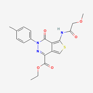 molecular formula C19H19N3O5S B2361375 Ethyl 5-[(2-methoxyacetyl)amino]-3-(4-methylphenyl)-4-oxothieno[3,4-d]pyridazine-1-carboxylate CAS No. 851947-95-0