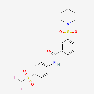 molecular formula C19H20F2N2O5S2 B2361380 N-(4-((difluoromethyl)sulfonyl)phenyl)-3-(piperidin-1-ylsulfonyl)benzamide CAS No. 690249-32-2