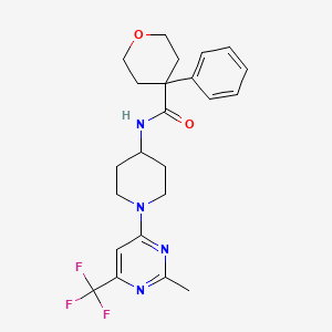 molecular formula C23H27F3N4O2 B2361385 N-(1-(2-methyl-6-(trifluoromethyl)pyrimidin-4-yl)piperidin-4-yl)-4-phenyltetrahydro-2H-pyran-4-carboxamide CAS No. 2034406-41-0