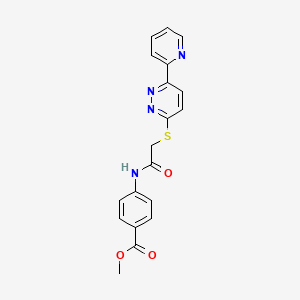 molecular formula C19H16N4O3S B2361406 methyl 4-(2-{[6-(pyridin-2-yl)pyridazin-3-yl]sulfanyl}acetamido)benzoate CAS No. 893998-89-5