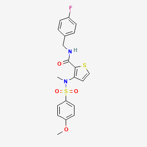 molecular formula C20H19FN2O4S2 B2361420 N-(4-fluorobenzyl)-3-(4-methoxy-N-methylphenylsulfonamido)thiophene-2-carboxamide CAS No. 1115933-59-9