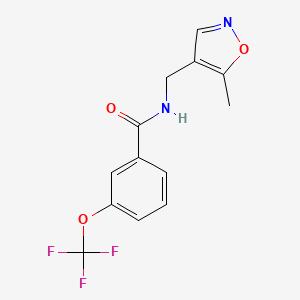 molecular formula C13H11F3N2O3 B2361425 N-[(5-methyl-1,2-oxazol-4-yl)methyl]-3-(trifluoromethoxy)benzamide CAS No. 2034404-38-9