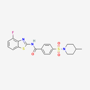 molecular formula C20H20FN3O3S2 B2361426 N-(4-fluoro-1,3-benzothiazol-2-yl)-4-[(4-methylpiperidin-1-yl)sulfonyl]benzamide CAS No. 905673-86-1