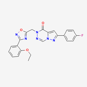 molecular formula C22H17FN6O3 B2361442 1-((3-(2-Ethoxyphenyl)-1,2,4-oxadiazol-5-yl)methyl)-8-(4-fluorophenyl)pyrazolo[1,5-d][1,2,4]triazinone CAS No. 1226427-55-9