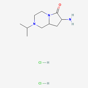 B2361451 7-Amino-2-propan-2-yl-1,3,4,7,8,8a-hexahydropyrrolo[1,2-a]pyrazin-6-one;dihydrochloride CAS No. 2125333-31-3
