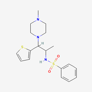 molecular formula C18H25N3O2S2 B2361453 N-(1-(4-methylpiperazin-1-yl)-1-(thiophen-2-yl)propan-2-yl)benzenesulfonamide CAS No. 847381-04-8