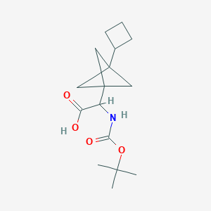 B2361483 2-(3-Cyclobutyl-1-bicyclo[1.1.1]pentanyl)-2-[(2-methylpropan-2-yl)oxycarbonylamino]acetic acid CAS No. 2287268-35-1