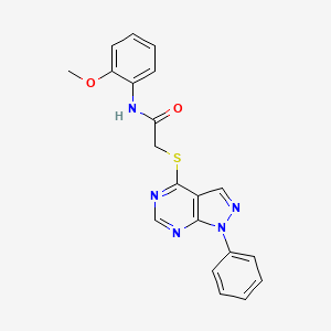 molecular formula C20H17N5O2S B2361494 N-(2-methoxyphenyl)-2-((1-phenyl-1H-pyrazolo[3,4-d]pyrimidin-4-yl)thio)acetamide CAS No. 335223-36-4