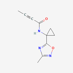 molecular formula C10H11N3O2 B2361505 N-[1-(3-Methyl-1,2,4-oxadiazol-5-yl)cyclopropyl]but-2-ynamide CAS No. 2411292-63-0