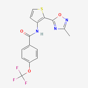 molecular formula C15H10F3N3O3S B2361510 N-[2-(3-methyl-1,2,4-oxadiazol-5-yl)thiophen-3-yl]-4-(trifluoromethoxy)benzamide CAS No. 1797138-54-5