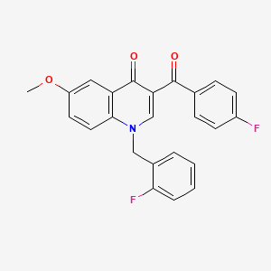 molecular formula C24H17F2NO3 B2361515 3-(4-fluorobenzoyl)-1-[(2-fluorophenyl)methyl]-6-methoxy-1,4-dihydroquinolin-4-one CAS No. 866350-34-7