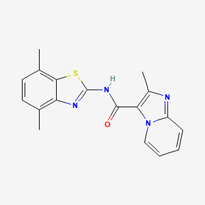 molecular formula C18H16N4OS B2361581 N-(4,7-dimethyl-1,3-benzothiazol-2-yl)-2-methylimidazo[1,2-a]pyridine-3-carboxamide CAS No. 1170512-82-9