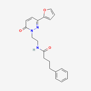 molecular formula C20H21N3O3 B2361596 N-(2-(3-(furan-2-yl)-6-oxopyridazin-1(6H)-yl)ethyl)-4-phenylbutanamide CAS No. 953999-67-2