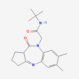 molecular formula C20H27N3O2 B2361616 N-tert-butyl-2-{12,13-dimethyl-8-oxo-2,9-diazatricyclo[8.4.0.0^{3,7}]tetradeca-1(10),2,11,13-tetraen-9-yl}acetamide CAS No. 1189733-77-4