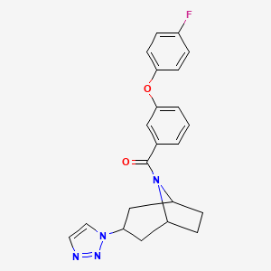 molecular formula C22H21FN4O2 B2361617 8-[3-(4-fluorophenoxy)benzoyl]-3-(1H-1,2,3-triazol-1-yl)-8-azabicyclo[3.2.1]octane CAS No. 2177366-16-2