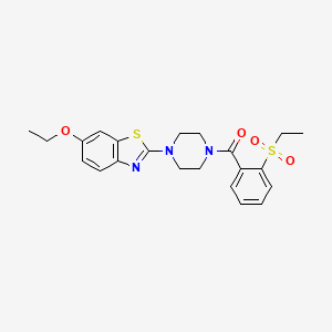 molecular formula C22H25N3O4S2 B2361627 (4-(6-Ethoxybenzo[d]thiazol-2-yl)piperazin-1-yl)(2-(ethylsulfonyl)phenyl)methanone CAS No. 886933-69-3