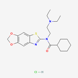 molecular formula C21H30ClN3O3S B2361631 N-[2-(diethylamino)ethyl]-N-([1,3]dioxolo[4,5-f][1,3]benzothiazol-6-yl)cyclohexanecarboxamide;hydrochloride CAS No. 1177571-53-7