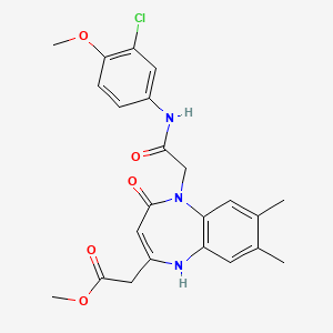 molecular formula C23H24ClN3O5 B2361663 methyl (5-{2-[(3-chloro-4-methoxyphenyl)amino]-2-oxoethyl}-7,8-dimethyl-4-oxo-4,5-dihydro-1H-1,5-benzodiazepin-2-yl)acetate CAS No. 1359016-92-4