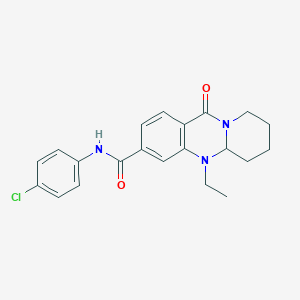 molecular formula C21H22ClN3O2 B2361664 N-(4-chlorophenyl)-5-ethyl-11-oxo-5,6,7,8,9,11-hexahydro-5aH-pyrido[2,1-b]quinazoline-3-carboxamide CAS No. 1574584-05-6