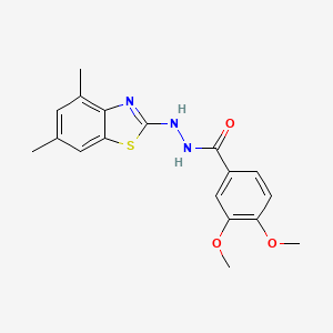 molecular formula C18H19N3O3S B2361699 N'-(4,6-dimethyl-1,3-benzothiazol-2-yl)-3,4-dimethoxybenzohydrazide CAS No. 851987-24-1