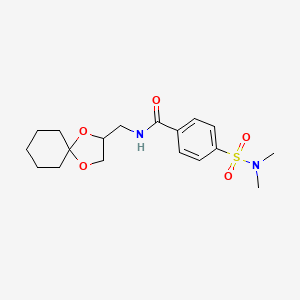 molecular formula C18H26N2O5S B2361717 N-(1,4-dioxaspiro[4.5]decan-2-ylmethyl)-4-(N,N-dimethylsulfamoyl)benzamide CAS No. 1211286-74-6