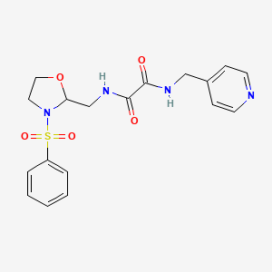 molecular formula C18H20N4O5S B2361722 N1-((3-(phenylsulfonyl)oxazolidin-2-yl)methyl)-N2-(pyridin-4-ylmethyl)oxalamide CAS No. 868981-73-1