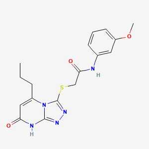molecular formula C17H19N5O3S B2361755 N-(3-methoxyphenyl)-2-((7-oxo-5-propyl-7,8-dihydro-[1,2,4]triazolo[4,3-a]pyrimidin-3-yl)thio)acetamide CAS No. 895003-81-3