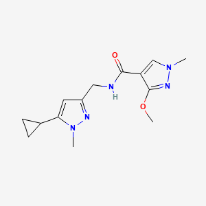 molecular formula C14H19N5O2 B2361787 N-[(5-cyclopropyl-1-methyl-1H-pyrazol-3-yl)methyl]-3-methoxy-1-methyl-1H-pyrazole-4-carboxamide CAS No. 1448072-18-1