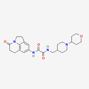 molecular formula C24H32N4O4 B2361816 N1-(4-oxo-2,4,5,6-tetrahydro-1H-pyrrolo[3,2,1-ij]quinolin-8-yl)-N2-((1-(tetrahydro-2H-pyran-4-yl)piperidin-4-yl)methyl)oxalamide CAS No. 2034505-63-8