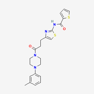 molecular formula C22H24N4O2S2 B2361821 N-(4-(3-oxo-3-(4-(m-tolyl)piperazin-1-yl)propyl)thiazol-2-yl)thiophene-2-carboxamide CAS No. 1020983-21-4