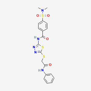 molecular formula C19H19N5O4S3 B2361844 N-[5-(2-anilino-2-oxoethyl)sulfanyl-1,3,4-thiadiazol-2-yl]-4-(dimethylsulfamoyl)benzamide CAS No. 392291-14-4