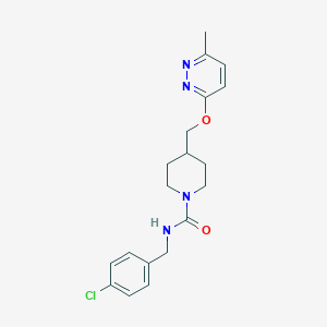 molecular formula C19H23ClN4O2 B2361857 N-[(4-Chlorophenyl)methyl]-4-[(6-methylpyridazin-3-yl)oxymethyl]piperidine-1-carboxamide CAS No. 2380041-86-9