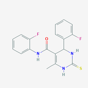 molecular formula C18H15F2N3OS B2361863 N,4-bis(2-fluorophenyl)-6-methyl-2-thioxo-1,2,3,4-tetrahydropyrimidine-5-carboxamide CAS No. 893680-35-8