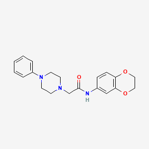molecular formula C20H23N3O3 B2361887 N-(2,3-dihydro-1,4-benzodioxin-6-yl)-2-(4-phenylpiperazin-1-yl)acetamide CAS No. 329779-29-5