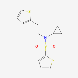 molecular formula C13H15NO2S3 B2361914 N-cyclopropyl-N-(2-(thiophen-2-yl)ethyl)thiophene-2-sulfonamide CAS No. 1797570-80-9