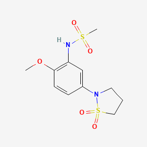 molecular formula C11H16N2O5S2 B2361945 N-(5-(1,1-dioxidoisothiazolidin-2-yl)-2-methoxyphenyl)methanesulfonamide CAS No. 941974-81-8