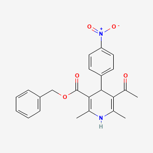 molecular formula C23H22N2O5 B2361986 Benzyl 5-acetyl-2,6-dimethyl-4-(4-nitrophenyl)-1,4-dihydropyridine-3-carboxylate CAS No. 478259-03-9