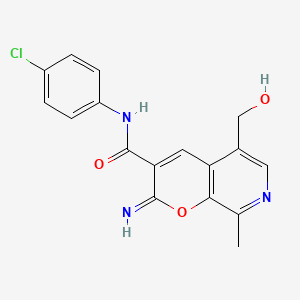 molecular formula C17H14ClN3O3 B2361998 N-(4-chlorophenyl)-5-(hydroxymethyl)-2-imino-8-methyl-2H-pyrano[2,3-c]pyridine-3-carboxamide CAS No. 443116-31-2