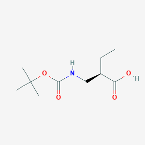 molecular formula C10H19NO4 B2362015 Butanoicacid, 2-[[[(1,1-dimethylethoxy)carbonyl]amino]methyl]-, (2R)- CAS No. 494797-11-4