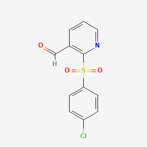 molecular formula C12H8ClNO3S B2362022 2-((4-Chlorophenyl)sulfonyl)nicotinaldehyde CAS No. 1161864-76-1