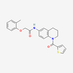 molecular formula C23H22N2O3S B2362050 2-(2-methylphenoxy)-N-[1-(thiophene-2-carbonyl)-1,2,3,4-tetrahydroquinolin-6-yl]acetamide CAS No. 1005292-58-9