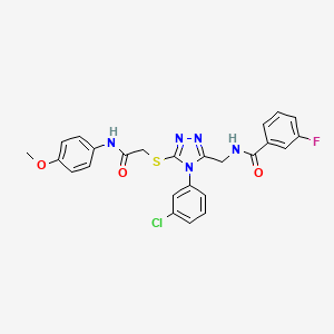 molecular formula C25H21ClFN5O3S B2362073 N-{[4-(3-chlorophenyl)-5-({[(4-methoxyphenyl)carbamoyl]methyl}sulfanyl)-4H-1,2,4-triazol-3-yl]methyl}-3-fluorobenzamide CAS No. 391914-63-9