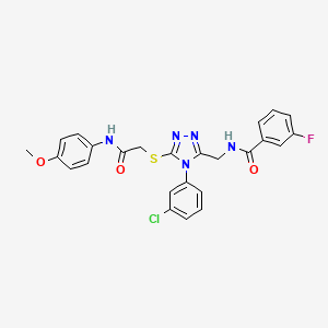 N-[[4-(3-chlorophenyl)-5-[2-(4-methoxyanilino)-2-oxoethyl]sulfanyl-1,2,4-triazol-3-yl]methyl]-3-fluorobenzamide