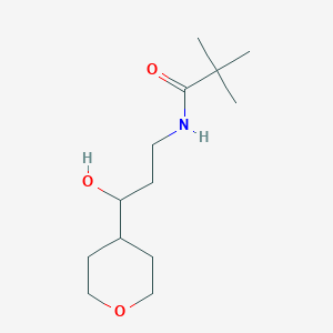 molecular formula C13H25NO3 B2362087 N-[3-hydroxy-3-(oxan-4-yl)propyl]-2,2-dimethylpropanamide CAS No. 2034260-46-1