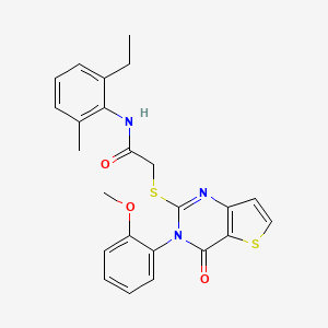 molecular formula C24H23N3O3S2 B2362096 N-(2-ethyl-6-methylphenyl)-2-{[3-(2-methoxyphenyl)-4-oxo-3,4-dihydrothieno[3,2-d]pyrimidin-2-yl]sulfanyl}acetamide CAS No. 1291843-41-8