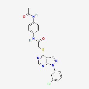 molecular formula C21H17ClN6O2S B2362104 N-(4-acetamidophenyl)-2-((1-(3-chlorophenyl)-1H-pyrazolo[3,4-d]pyrimidin-4-yl)thio)acetamide CAS No. 893919-79-4