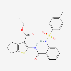 molecular formula C24H24N2O5S2 B2362126 ethyl 2-[2-(4-methylbenzenesulfonamido)benzamido]-4H,5H,6H-cyclopenta[b]thiophene-3-carboxylate CAS No. 392238-98-1
