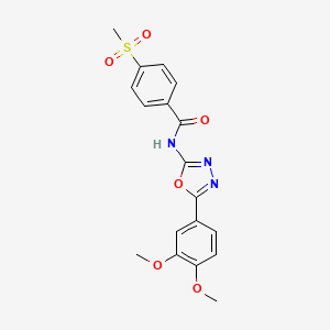 molecular formula C18H17N3O6S B2362155 N-[5-(3,4-dimethoxyphenyl)-1,3,4-oxadiazol-2-yl]-4-methanesulfonylbenzamide CAS No. 941870-44-6