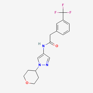 molecular formula C17H18F3N3O2 B2362209 N-[1-(oxan-4-yl)-1H-pyrazol-4-yl]-2-[3-(trifluoromethyl)phenyl]acetamide CAS No. 1797335-75-1