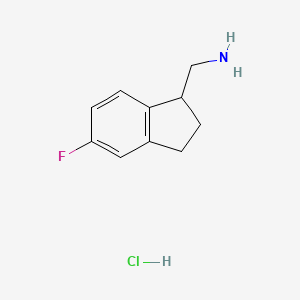 molecular formula C10H13ClFN B2362223 (5-Fluoro-2,3-dihydro-1H-inden-1-yl)methanamine;hydrochloride CAS No. 1415750-29-6